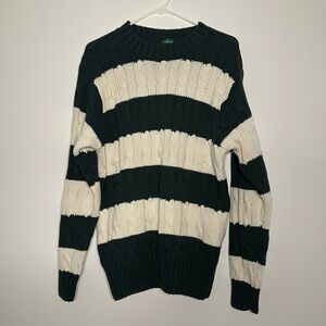 Giordano 100% cotton dark green and white cable knit sweater